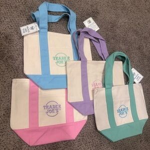 Canvas Tote Bag - Pastel Blue, Pink, Purple, Teal